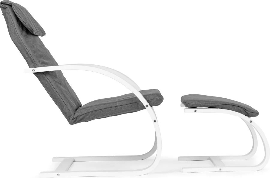 Balansoar finlandez cu cadru din lemn și suport pentru picioare alb - gri