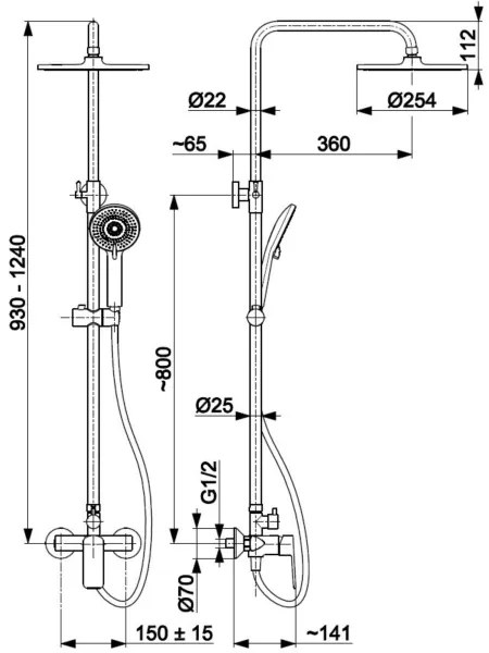 Set de duș cu baterie KFA Armatura 4426-910-00 AGAT alamă