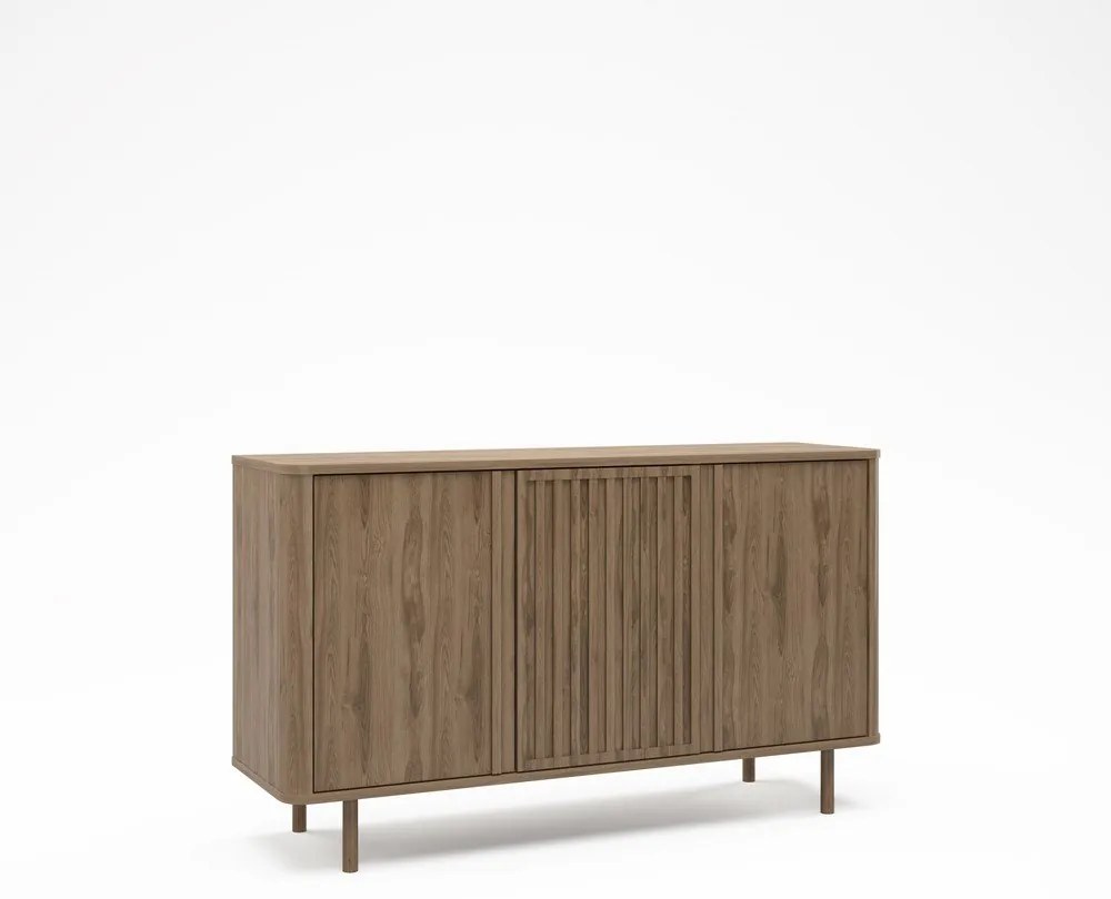 Comodă în culoare naturală cu aspect de lemn de stejar 138x80x40 cm Salma – Marckeric