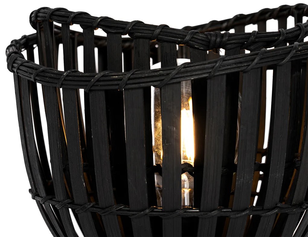 Lampă de masă orientală din bambus negru - Pua