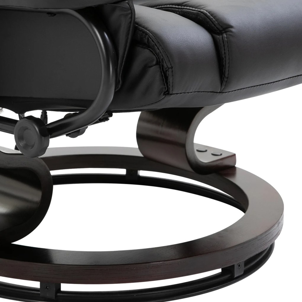 HOMCOM Scaun cu Puf Suport pentru Picioare și Funcție de Masaj, Reclinabil la 145° și Rotativ la 360°, Negru | Aosom Romania
