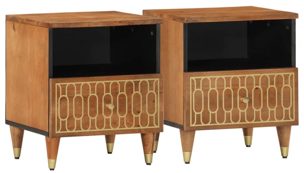 vidaXL Noptiere, 2 buc., 40x33x46 cm, lemn masiv de acacia