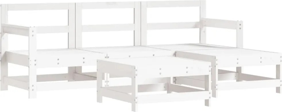 vidaXL Set mobilier relaxare de grădină 5 piese alb lemn masiv de pin
