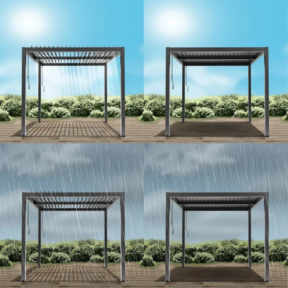 Pergolă bioclimatică din aluminiu cu lamele 4 x 4 M
