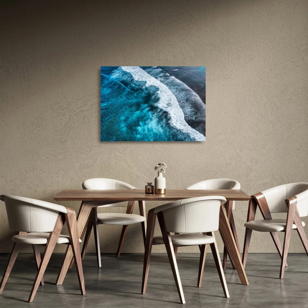 Tablou pe sticlă - Valuri pe mare (70x50 cm)
