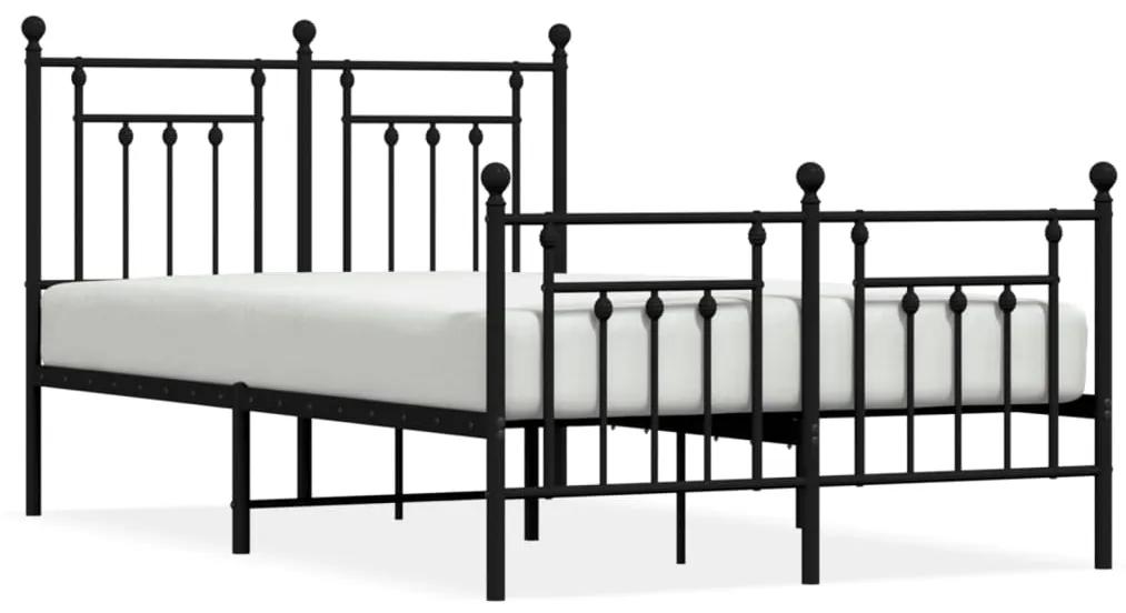 353552 vidaXL Cadru pat metalic cu tăblie de cap/picioare, negru, 120x190 cm