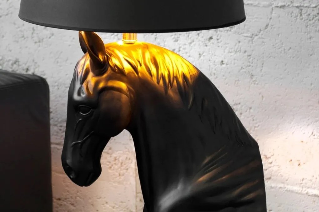Lampa decorativa de podea, Cal, Negru, BLACK BEAUTY 130cm