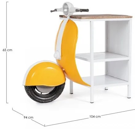 Bar galben/alb din metal si lemn de Mango, Vespa Bizzotto