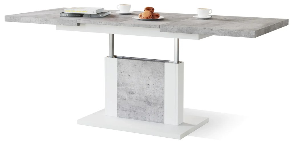 Mazzoni ORION Beton Millennium/Alb Mat - MĂSUȚĂ DE CAFEA EXTENSIBILĂ MODERNĂ