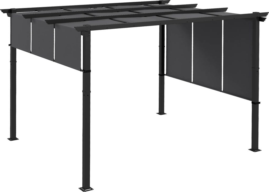 Outsunny Pergola de Exterior de 3 x 3,5 m cu Copertina Retractabila, Foisor de Gradina, Umbrar pentru Veranda, Terasa, Gri Inchis