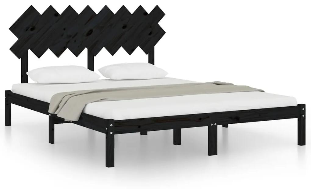 3104882 vidaXL Cadru de pat, negru, 160x200 cm, lemn masiv
