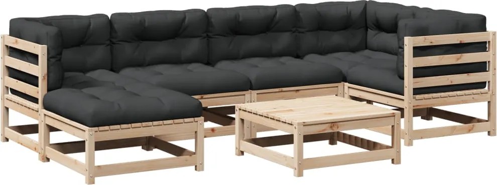 vidaXL Set canapele grădină cu perne, 7 piese, lemn masiv de pin