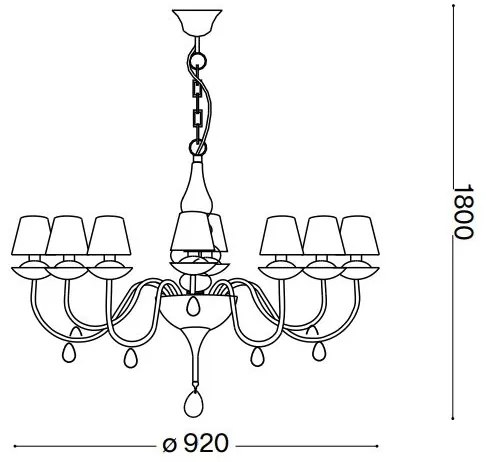 Lustră pe lanț Ideal Lux BLANCHE 8xE14/4W/230V d. 92 cm negru