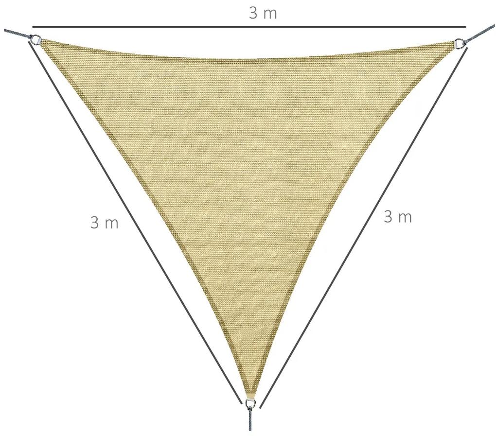 Outsunny Cort Parasolar Triunghiular, Protecție UV din HDPE, Nisipiu, 3x3x3m | Aosom Romania