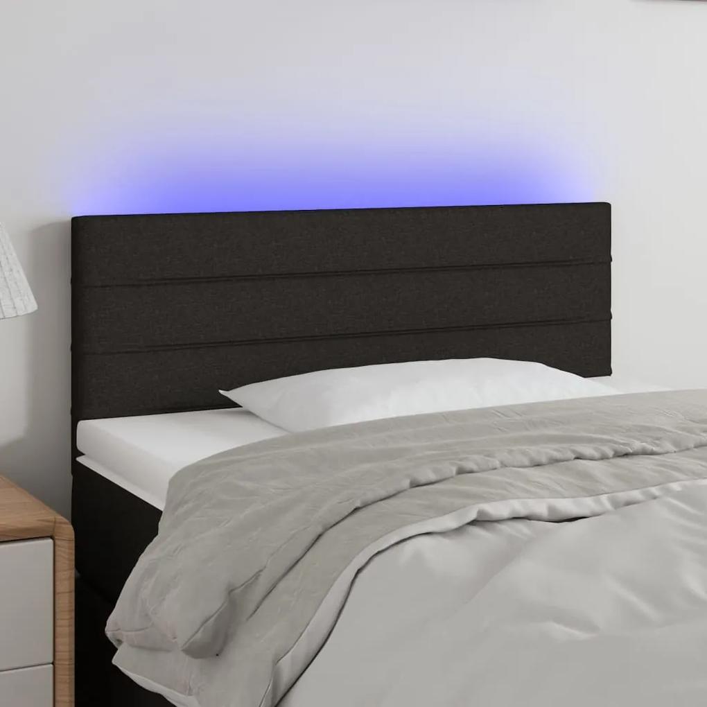 3121736 vidaXL Tăblie de pat cu LED, negru, 90x5x78/88 cm, textil