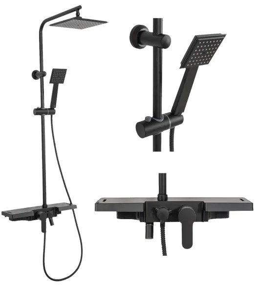 REA-P0636 - Set de duș BRAVO, negru mat