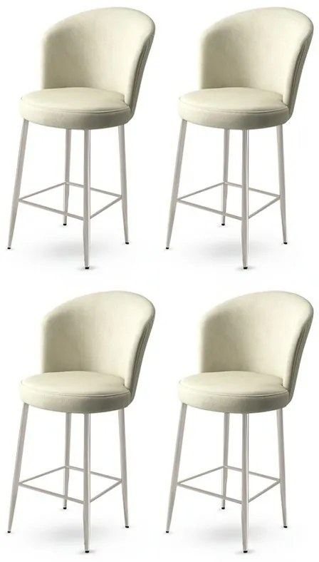 Set de scaune de bar Alte Cream and Chrome, 4bucăți, 4 buc