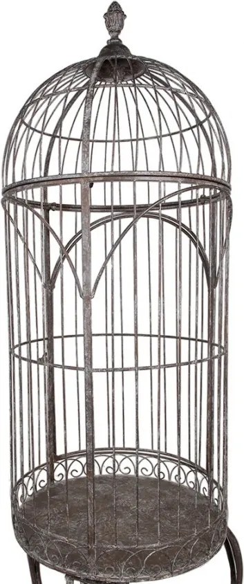 Colivie decorativa, maro, din metal, aspect antichizat