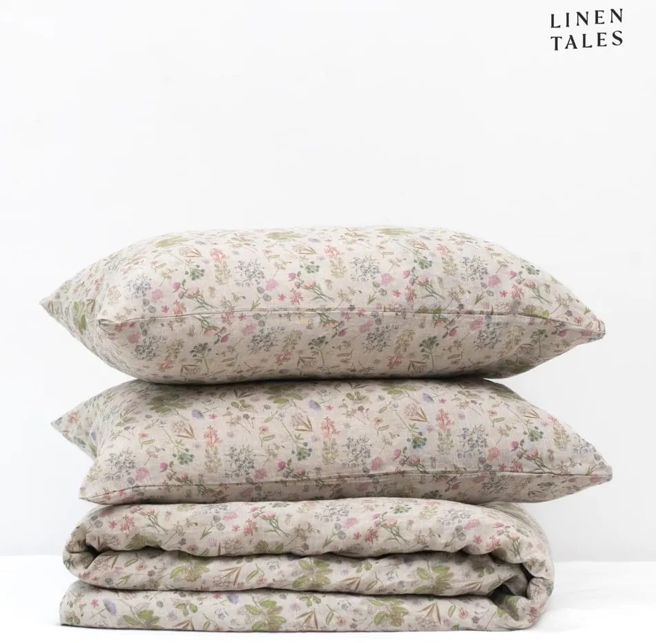 Lenjerie de pat în culoare naturală din in pentru pat de o persoană 140x200 cm Botany 2 – Linen Tales