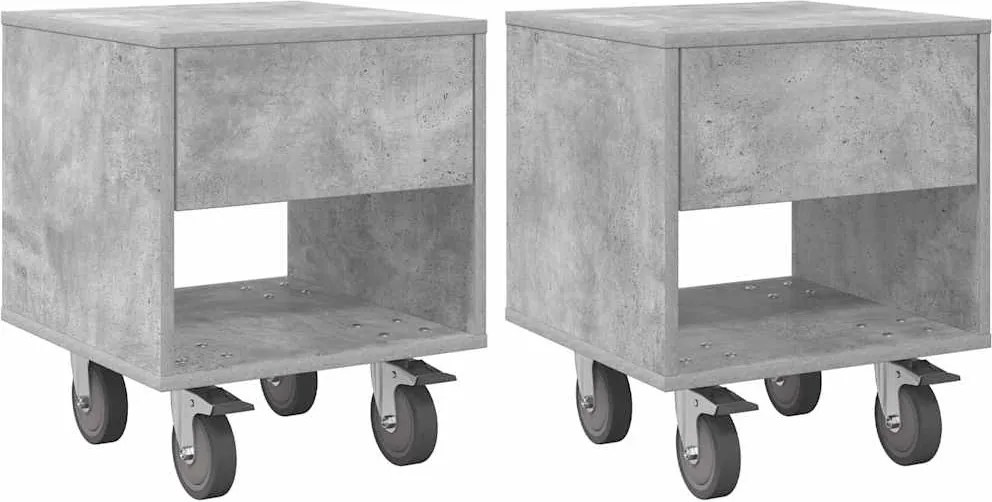 vidaXL Noptieră 2 pcs Gri din beton 40,5 x 40 x 48 cm Lemn compozit