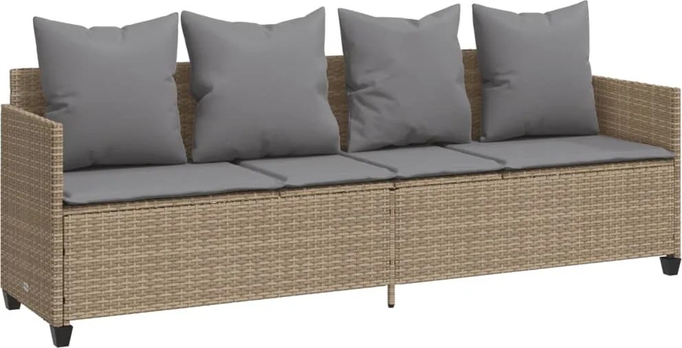 vidaXL Șezlong cu perne din poliratan bej