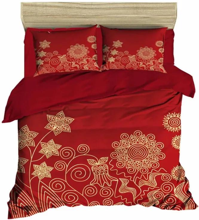 Lenjerie de pat cu cearșaf Flowers Red, 200 x 220 cm