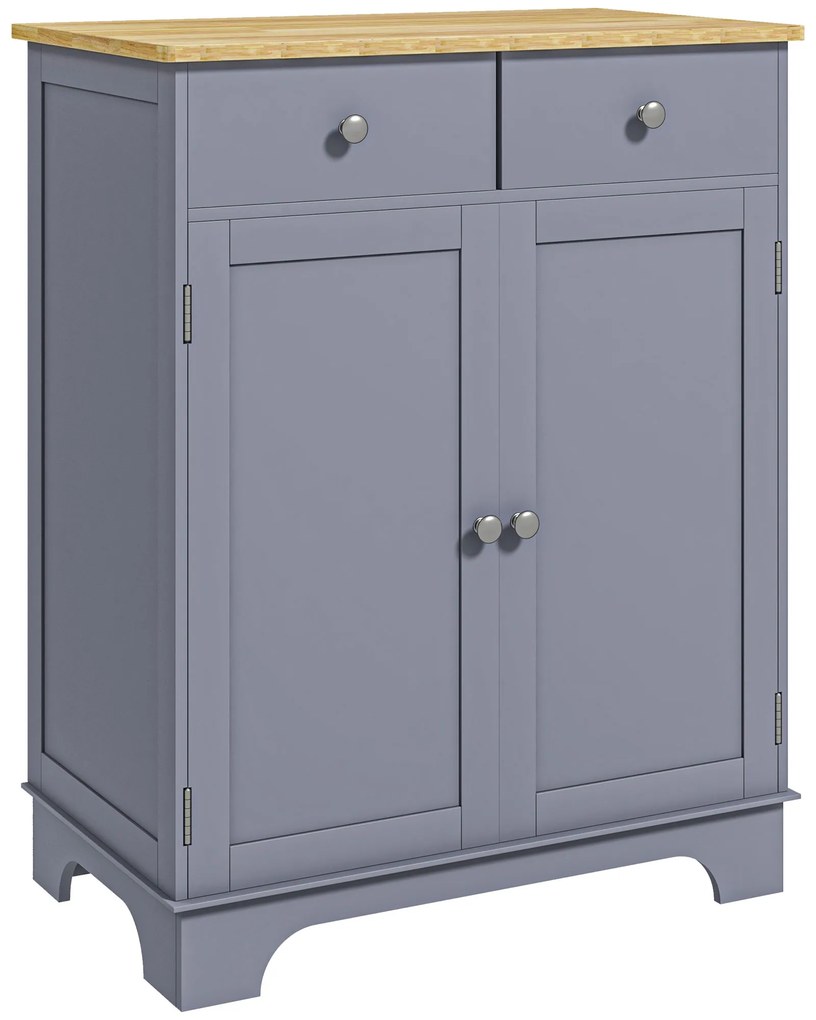 HOMCOM Corp de depozitare bufet pentru living cu dulapuri, 2 sertare și polițe reglabile, 68x40,3x85cm, gri și lemn natural | Aosom Romania