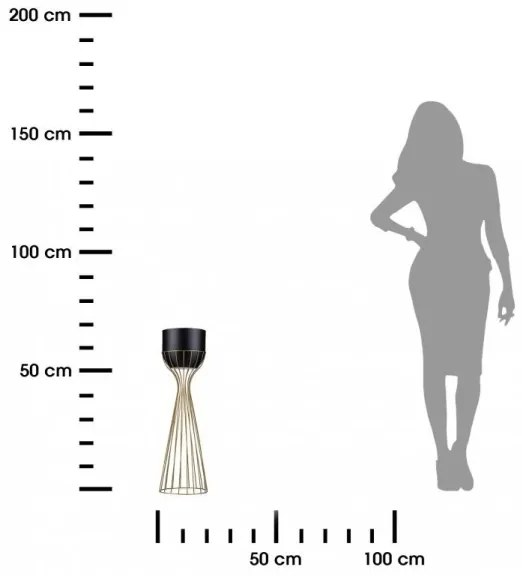 Ghiveci metalic de flori LOFT 56x20 cm auriu/negru