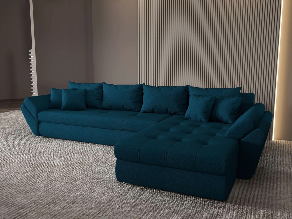 Colțar extensibil dumonde cu ladă de depozitare si sezut confortabil din spuma high-density, Loana XL Enjoy Petrol II 335x185 cm