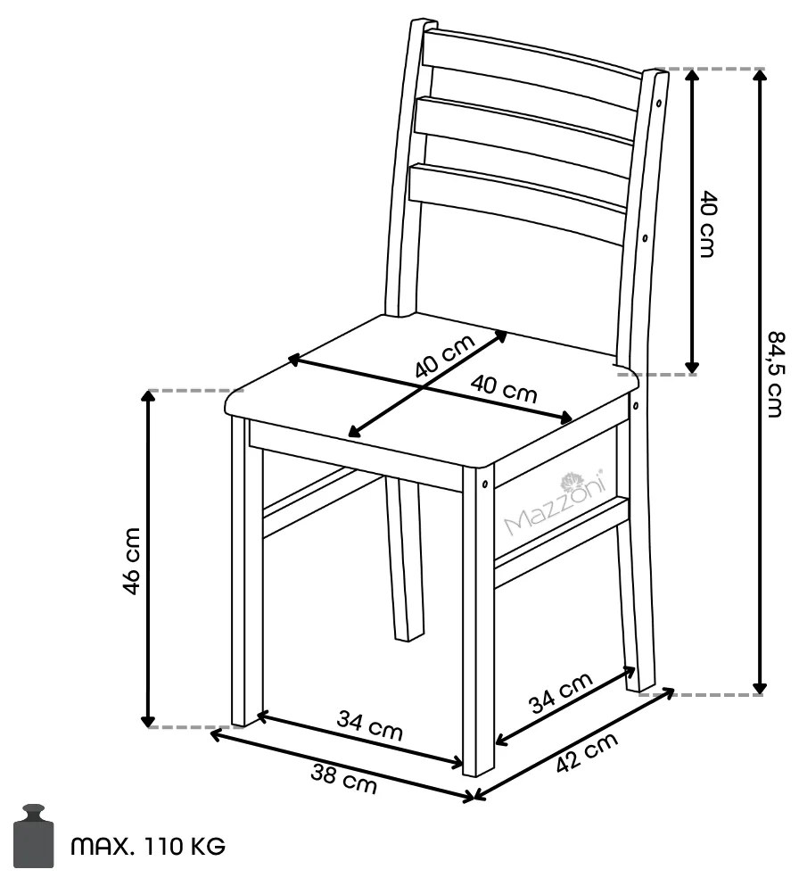 MAZZONI EXPORT Set TORINO masă + 4 scaune Alb/Gri deschis (material Sawana 21) - SET DE LEMN PENTRU BUCĂTĂRIE/SUFRAGERIE