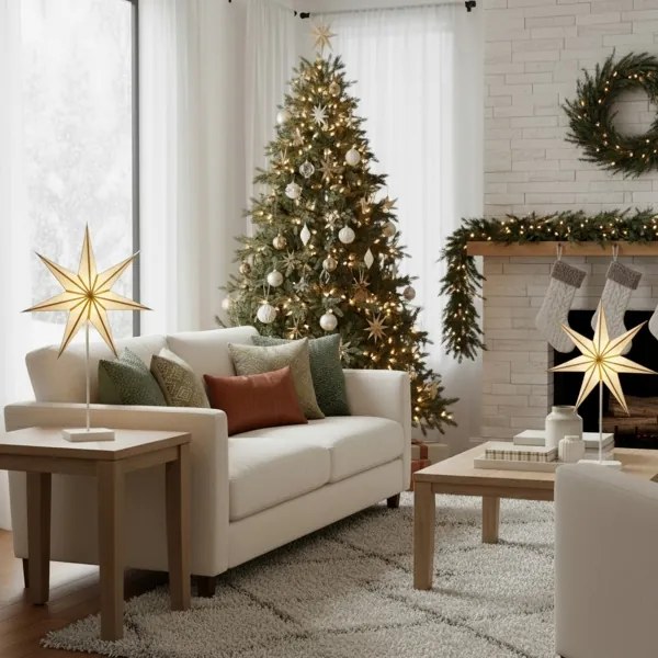 Brilagi - Stea LED de Crăciun, 66 x 40 cm, alimentare 3x AA