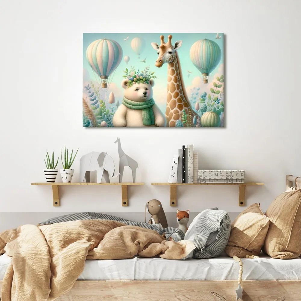 Tablou ursuleț și girafă