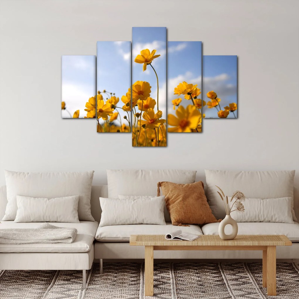 Tablou - Câmp cu flori galben deschis (150x105 cm)