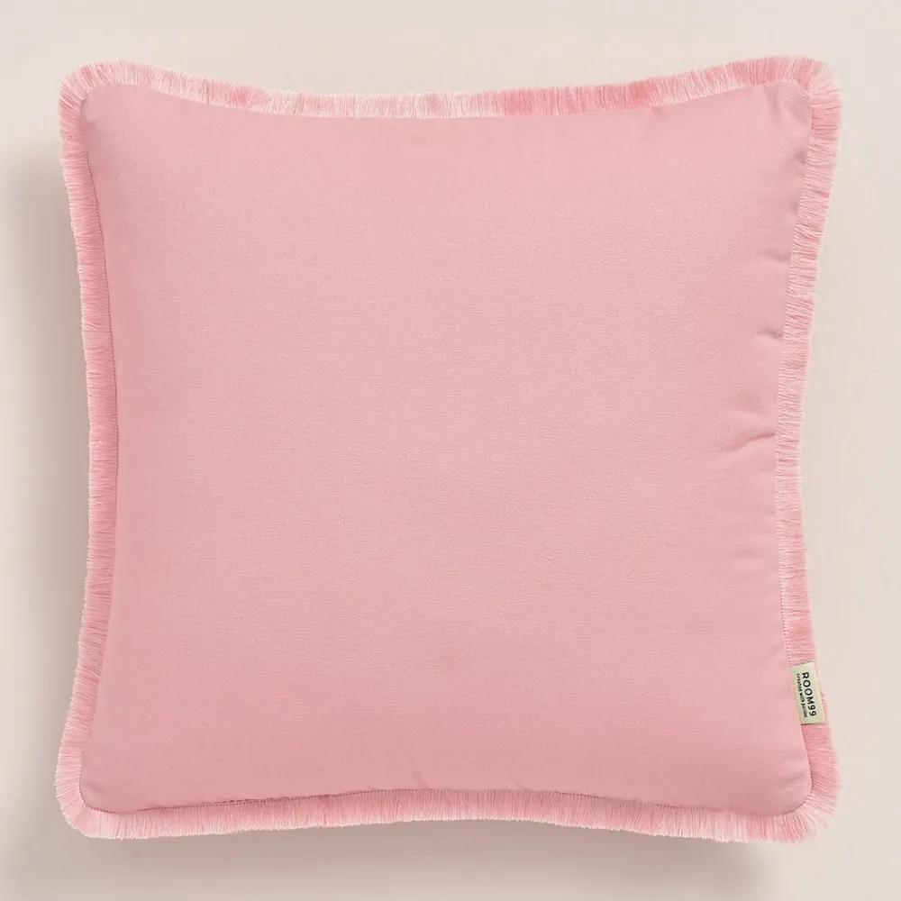 Față de pernă roz pudră BOCA CHICA cu ciucuri 40 x 40 cm