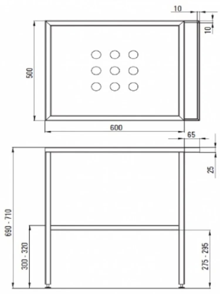 Cadru metalic cu port prosop negru pentru lavoar baie 66.5 cm, Deante 500x665x700 mm