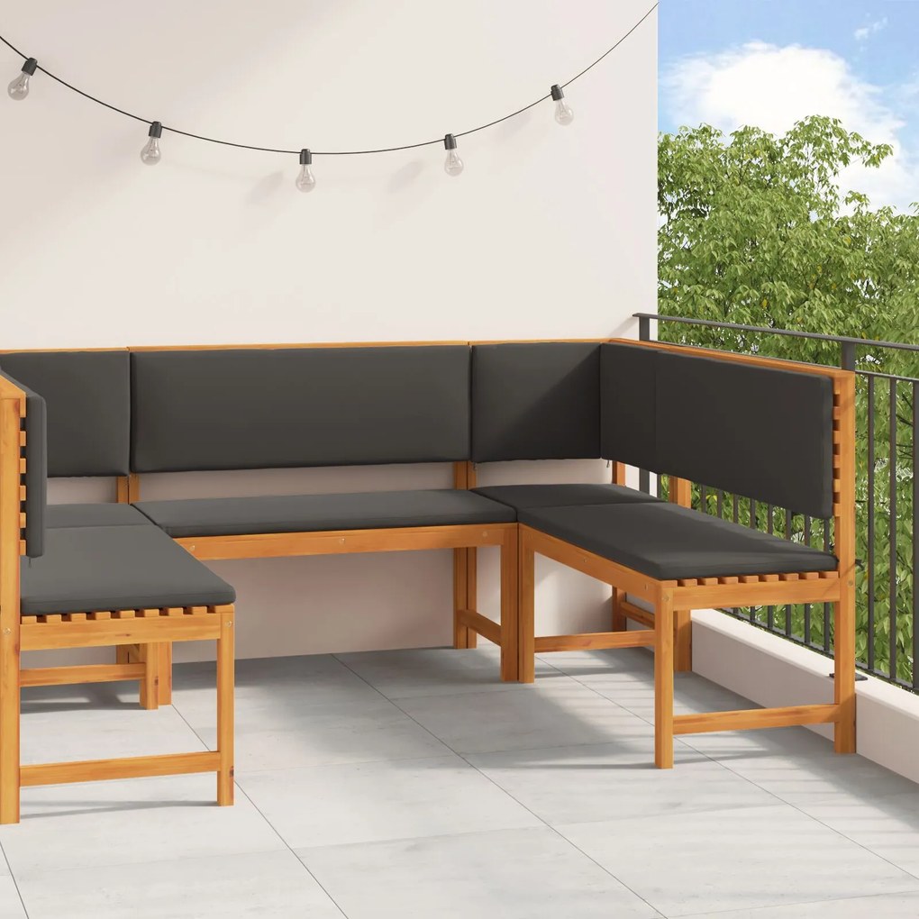 vidaXL Set de Bănci pentru Grădină 5 pcs Maro lemn masiv de acacia