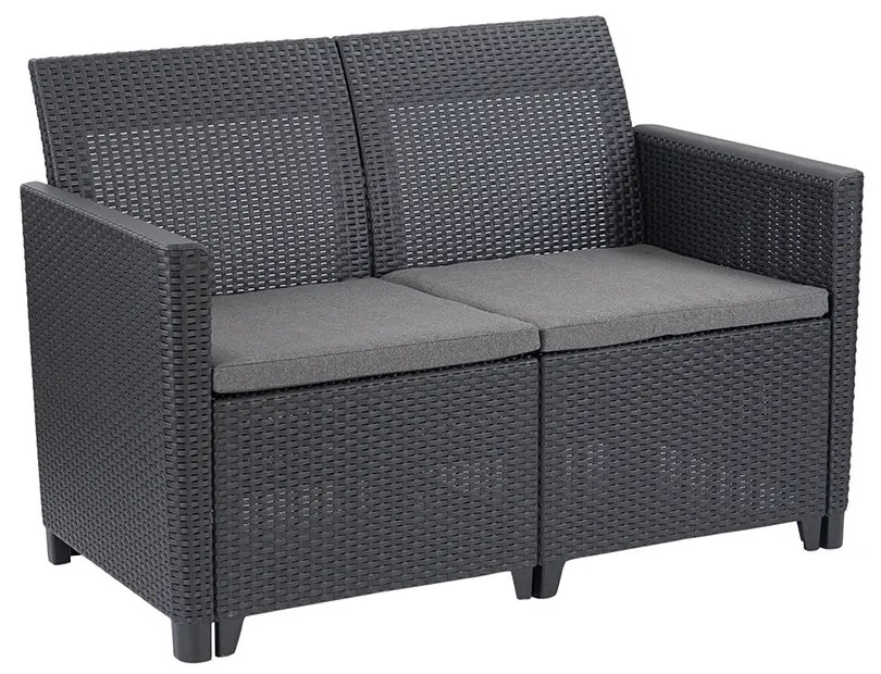 Canapea de grădină Claire cu 2 locuri din ratan sintetic, grafit