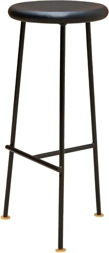 Scaun de bar din lemn de mango negru, cu structură din metal negru și detalii aurii, 60,5×32,5 cm, „Motta"