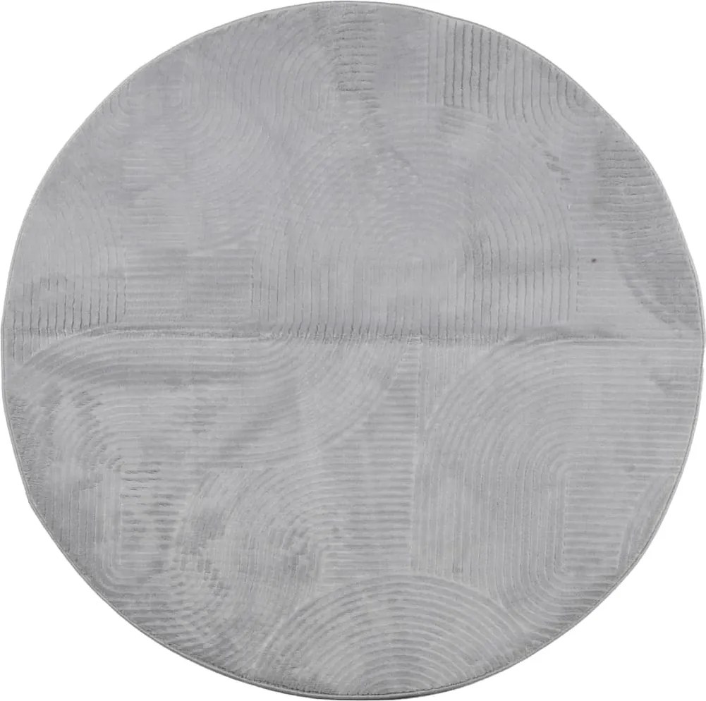vidaXL Covor IZA aspect scandinav, cu fire scurte, gri, Ø 100 cm