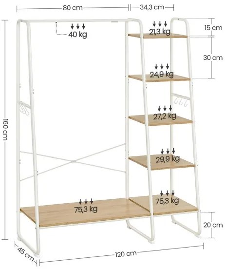 Cuier de podea LINEA, alb/maro