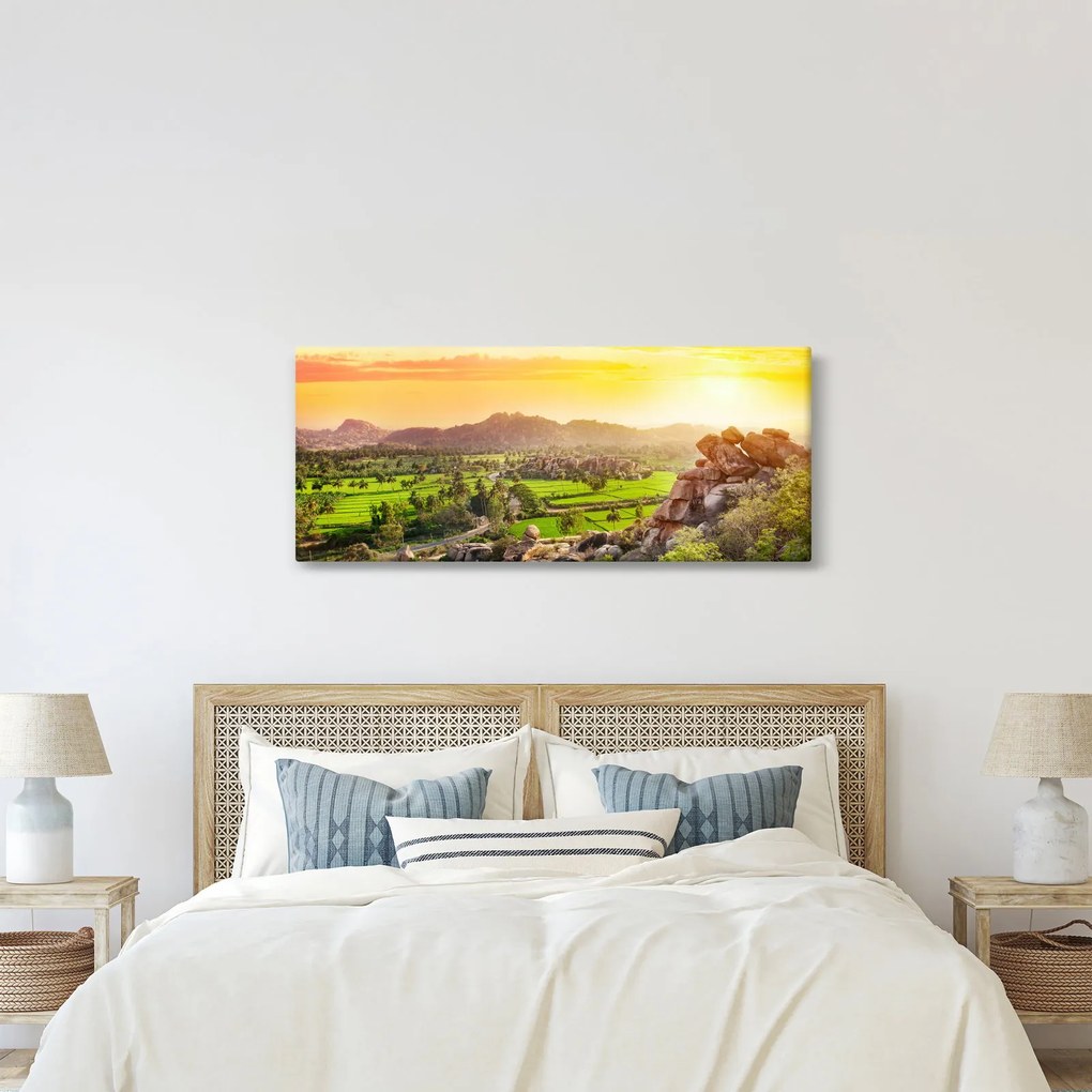 Tablou cu valea Hampi în India (120x50 cm)