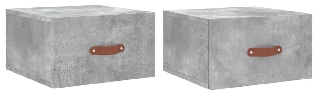 829781 vidaXL Noptiere montate pe perete 2 buc. gri beton 35x35x20 cm
