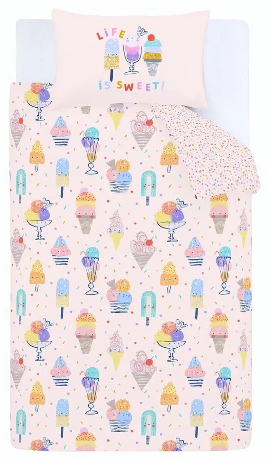 Lenjerie pentru pat de o persoană pentru copii 132x200 cm Ice Cream Fundae - Catherine Lansfield