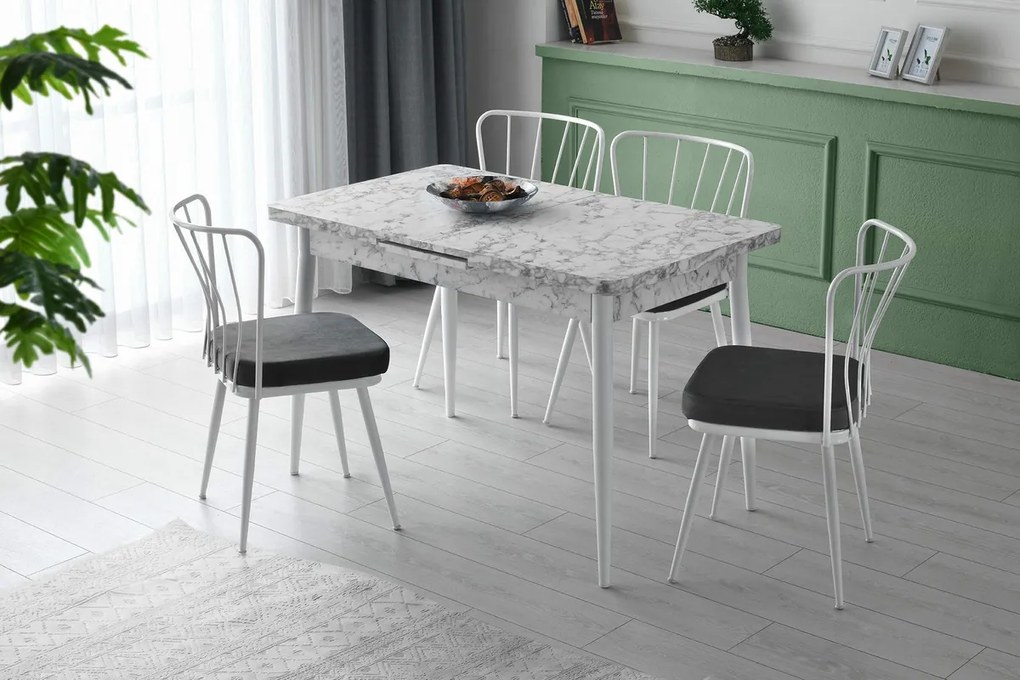 Set de scaune de sufragerie Yildiz White, 2 bucăți