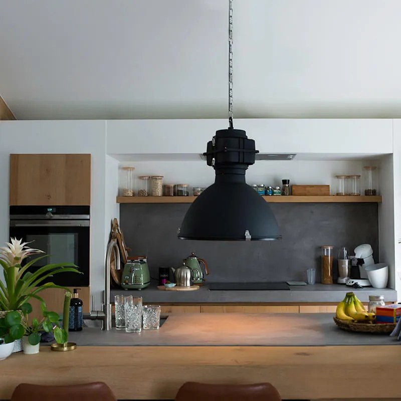 Lampă industrială modernă cu pandantiv neagră 53 cm incl. A60 Wifi - Sicko