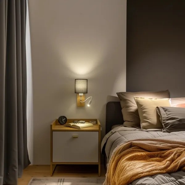 Lampă LED de perete Brilagi NUBILA WOOD 1xE27/25W/230V + LED/3W stejar/negru