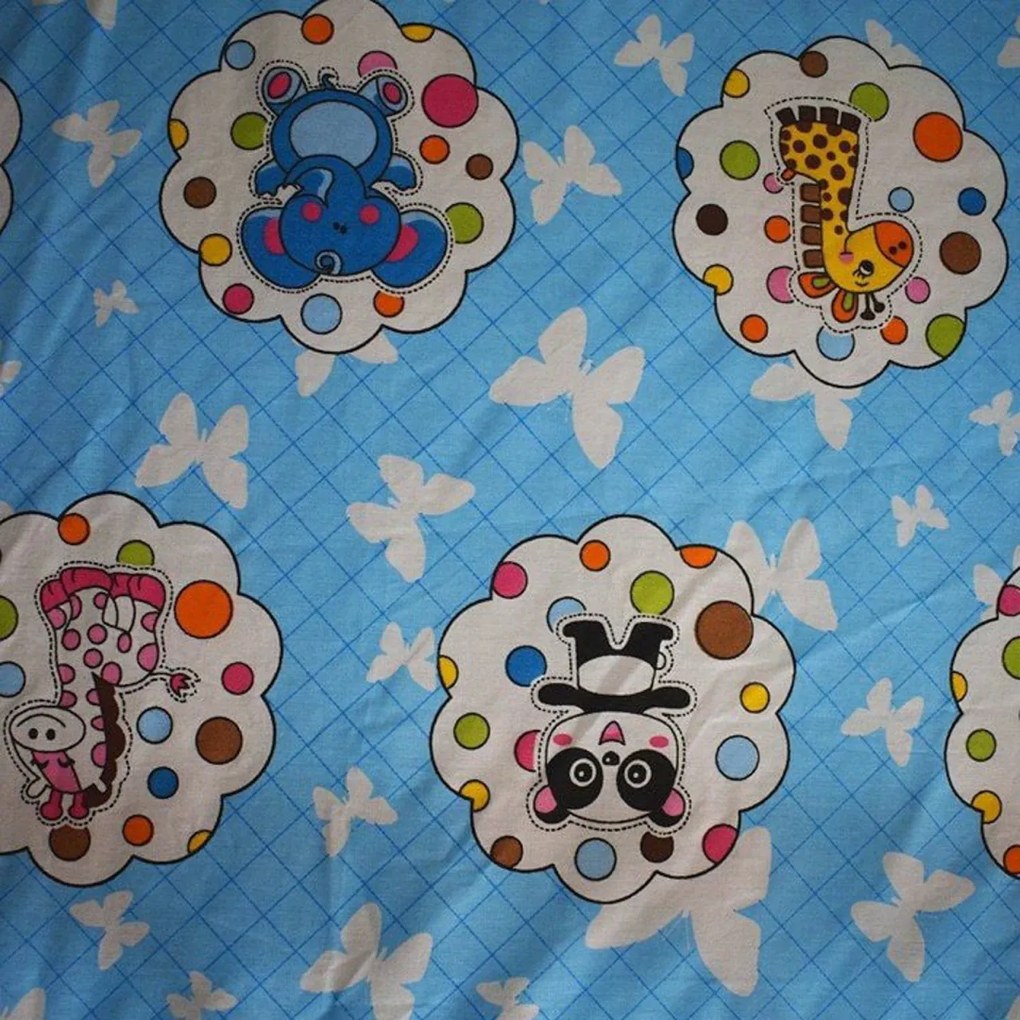 Lenjerie Patut Bebe NOVOKIDS™ din BUMBAC 100% , 3 Piese, Dimensiune Universala, PILOTA INCLUSA, Animalute, Albastru