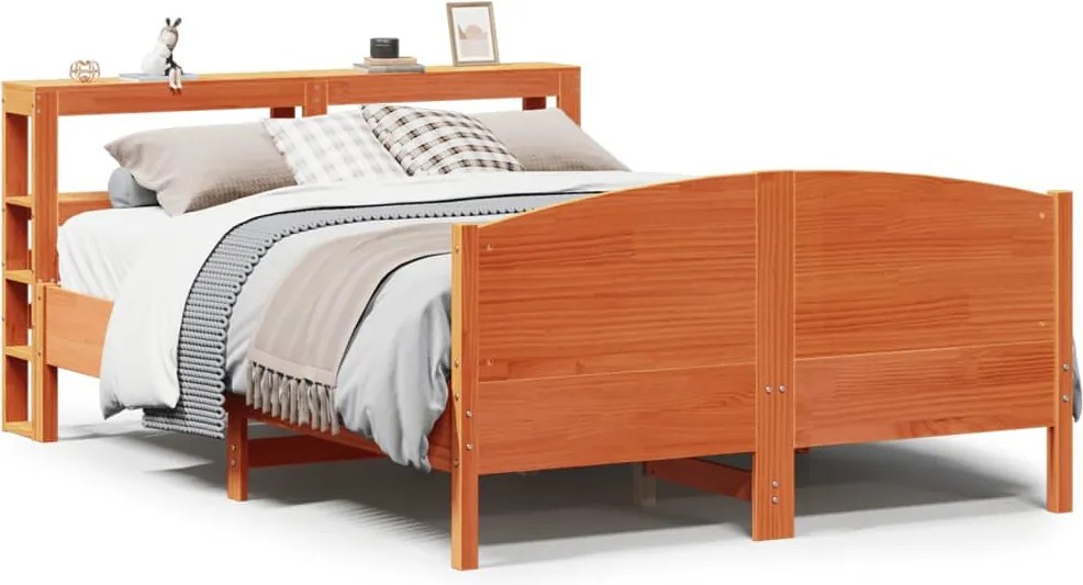 vidaXL Cadru de pat fără saltea, maro ceruit 150x200 cm lemn masiv pin