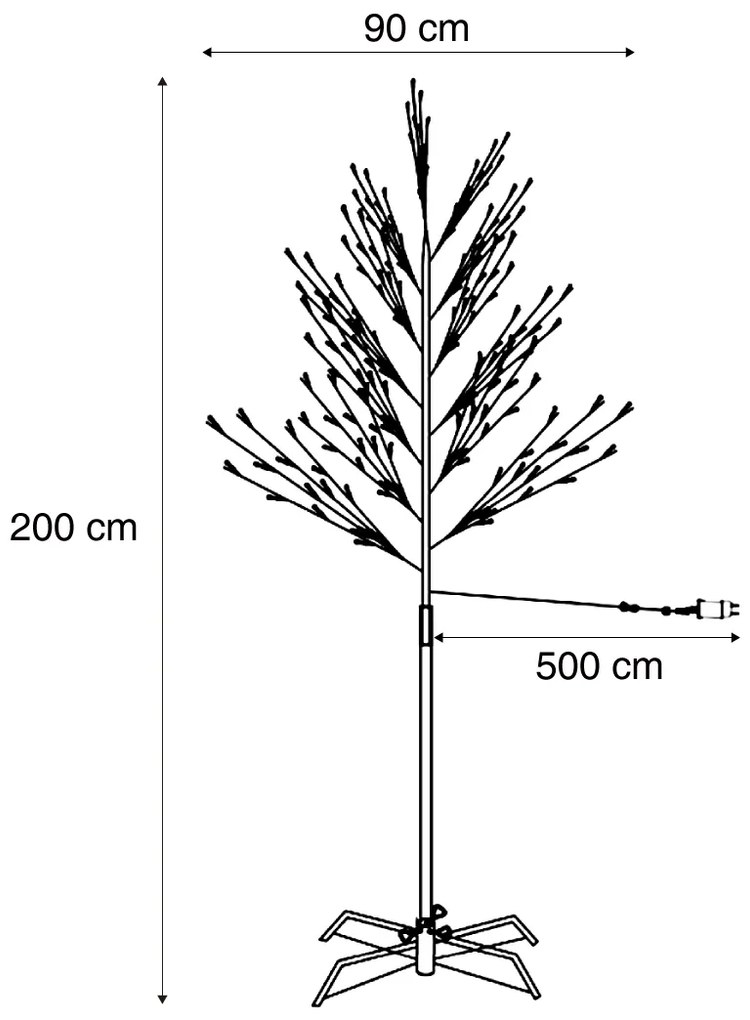 Brad de Crăciun Negru 200cm incl. LED IP44 - Vixen