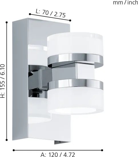 Aplică LED pentru baie Eglo 94651 ROMENDO 2xLED/4,5W/230V IP44
